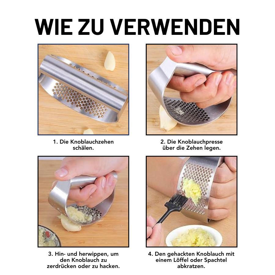 Edelstahl-Knoblauchquetsche
