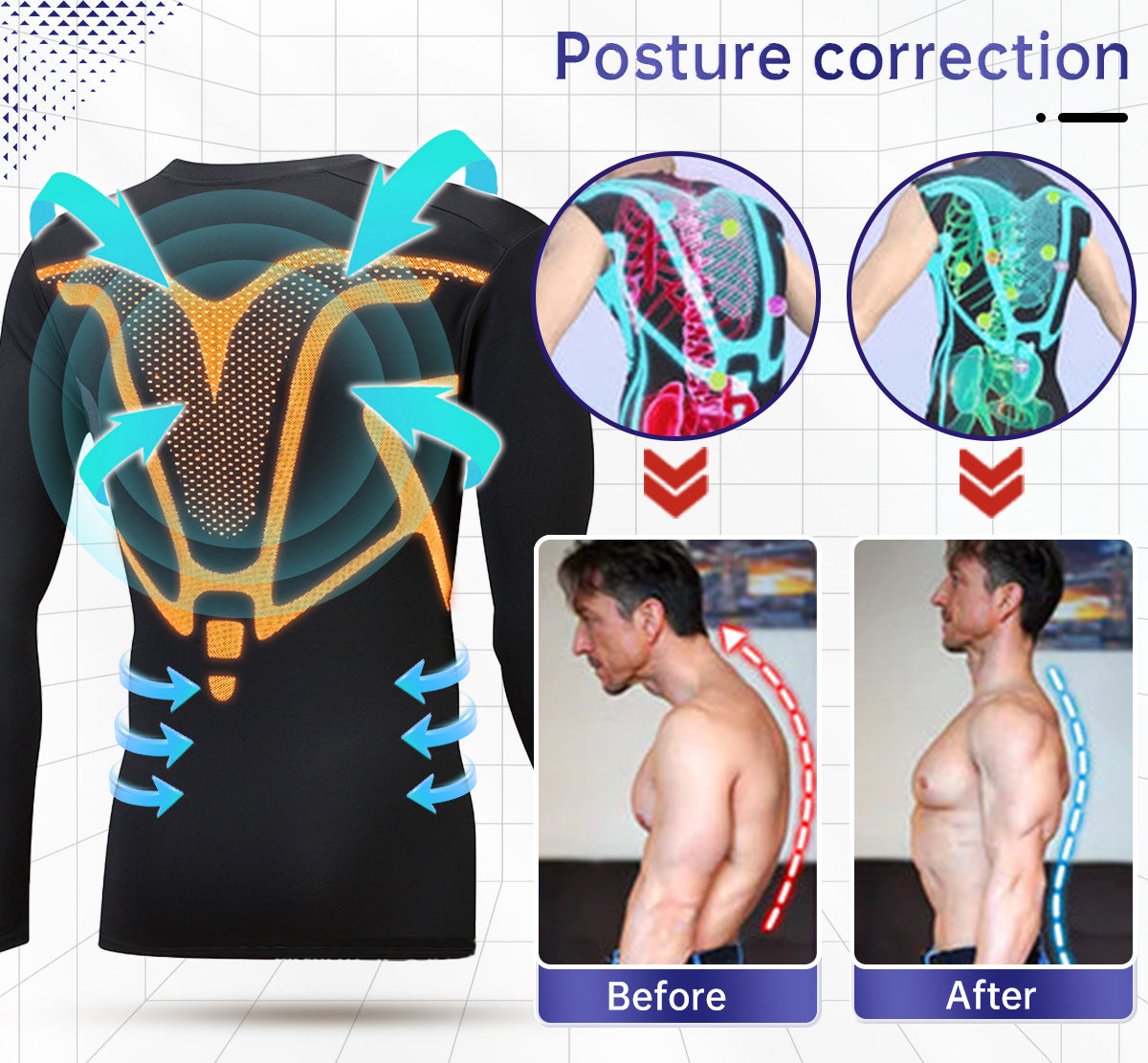 Fivfivgo™ Far-Infrared Tourmaline Magnetic Mens Undershirt