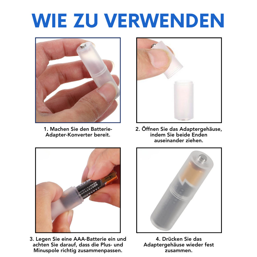 Batterieadapter Konverter für AAA zu AA Batterie