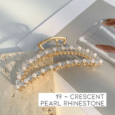 Metal Hair Claw Clips Apparel & Accessories Every Day And Night 19 - Crescent Pearl Rhinestone 