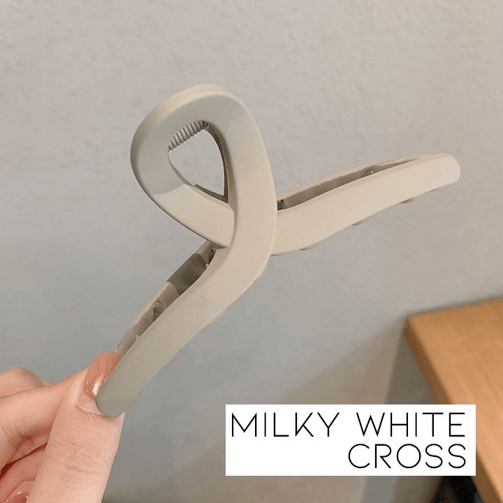 Elegant Hair Claw Clips Apparel & Accessories Every Day And Night Milky White Cross 