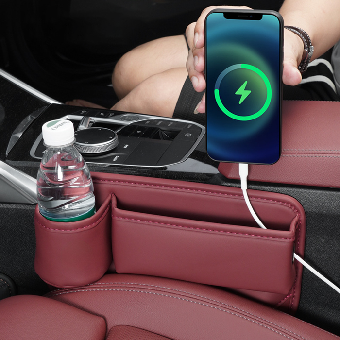 HIGHTQURO® Car Leather Cup Holder Gap Bag