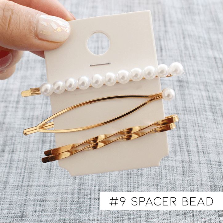 Pearl Metal Hair Clip Set Hair Accessories Every Day And Night 9 - Spacer Bead Clip - Four-Piece 