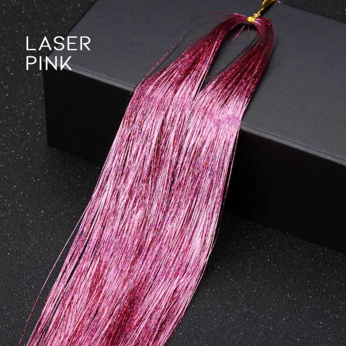 DIY Colorful Tinsel Hair (4 packs set) Hair Styling Tools Every Day And Night Laser Pink 