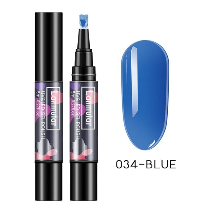 Instant Nail Gel Paint On Brush Pen Every Day And Night 034 - Blue 