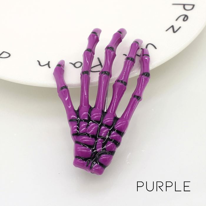 Skeleton Hand Hair Clips Hair Accessories Every Day And Night Purple 
