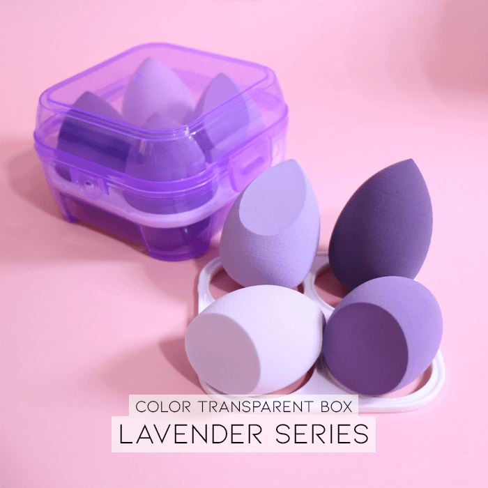 Soft Makeup Sponge Morning Shades Color Transparent Box Lavender Series 