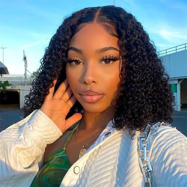 Fivfivgo™ 180% Density Bouncy Deep Curly Glueless Lace Wig