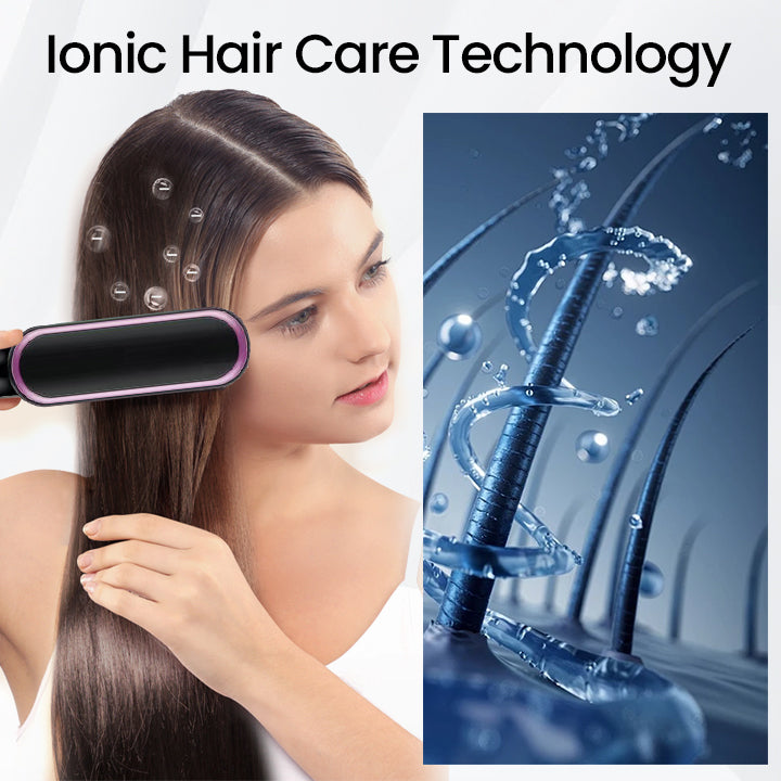 Fivfivgo™ Soins Capillaires Ioniques 2-in-1 Droit et Bouclé Peigne