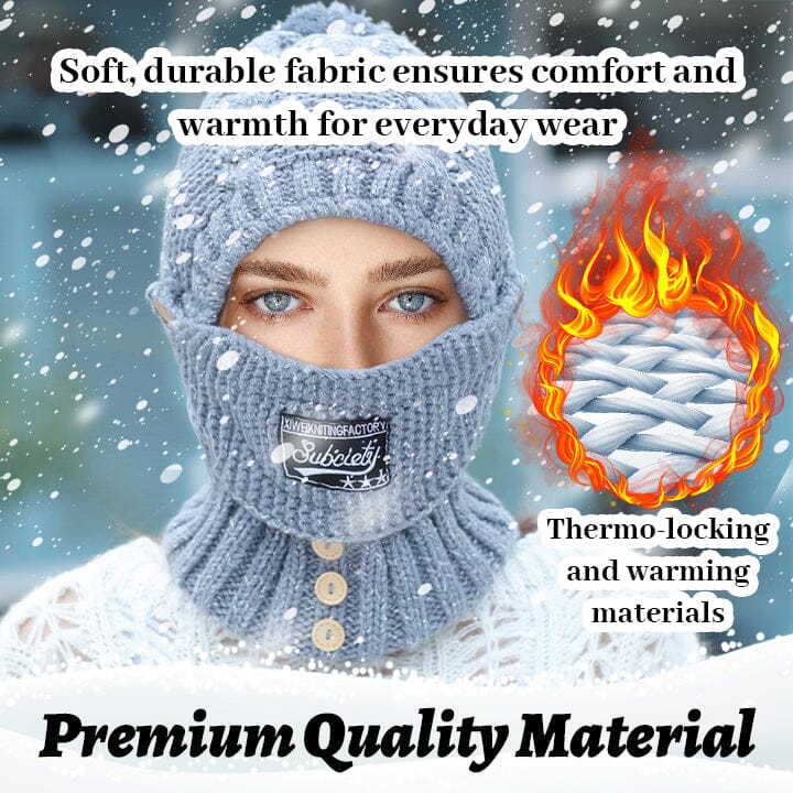 Fivfivgo™ Bonnet chaud d'hiver - 2 en 1 Masque Echarpe Bonnet tricoté