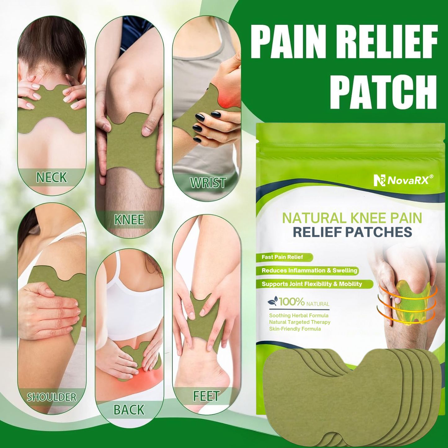 NovaRX®  Natural Knee Pain Relief Patches