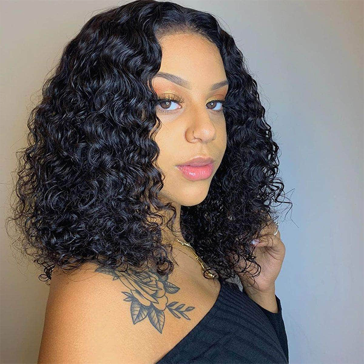 Fivfivgo™ 180% Density Bouncy Deep Curly Glueless Lace Wig
