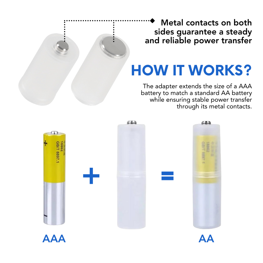 Battery Adapter Converter for AAA to AA Battery