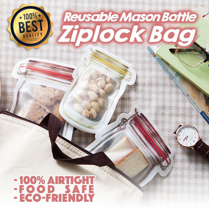 Reusable Mason Bottle Ziplock Bag (Set of 7)