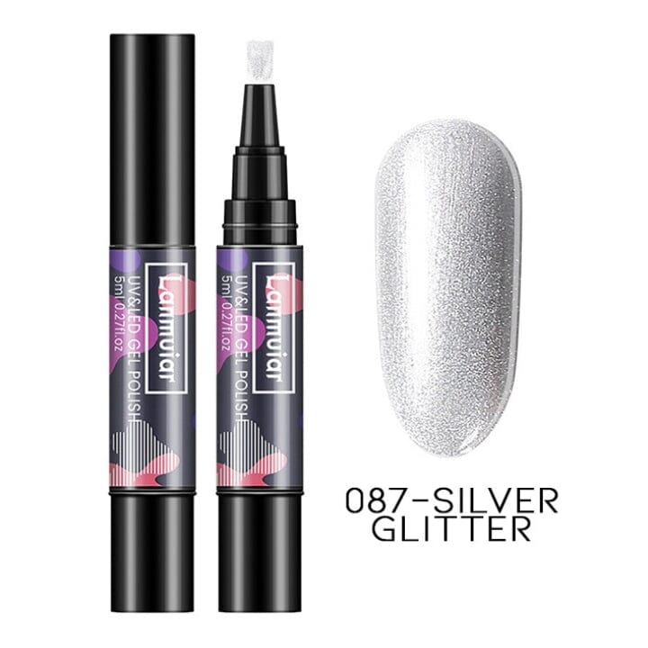 Instant Nail Gel Paint On Brush Pen Every Day And Night 087 - Silver Glitter 