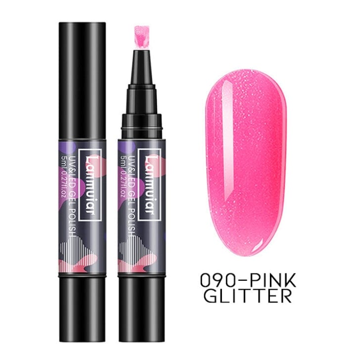 Instant Nail Gel Paint On Brush Pen Every Day And Night 090 - Pink Glitter 