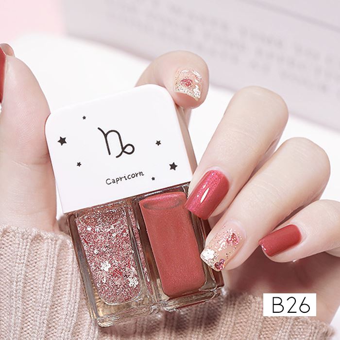 Zodiac Signs Nail Polish Nail Polishes Every Day And Night Glitter Dark Pink Capricorn 