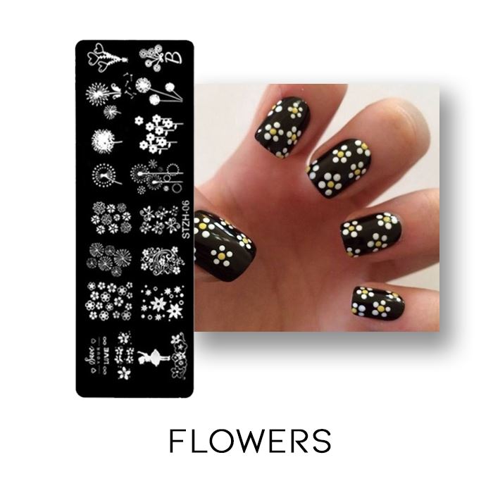 Nail Stamp Art Nail Polishes Every Day And Night Flowers 