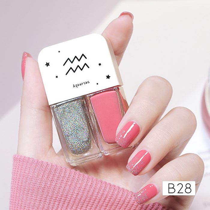 Zodiac Signs Nail Polish Nail Polishes Every Day And Night Glitter Pink Aquarius 