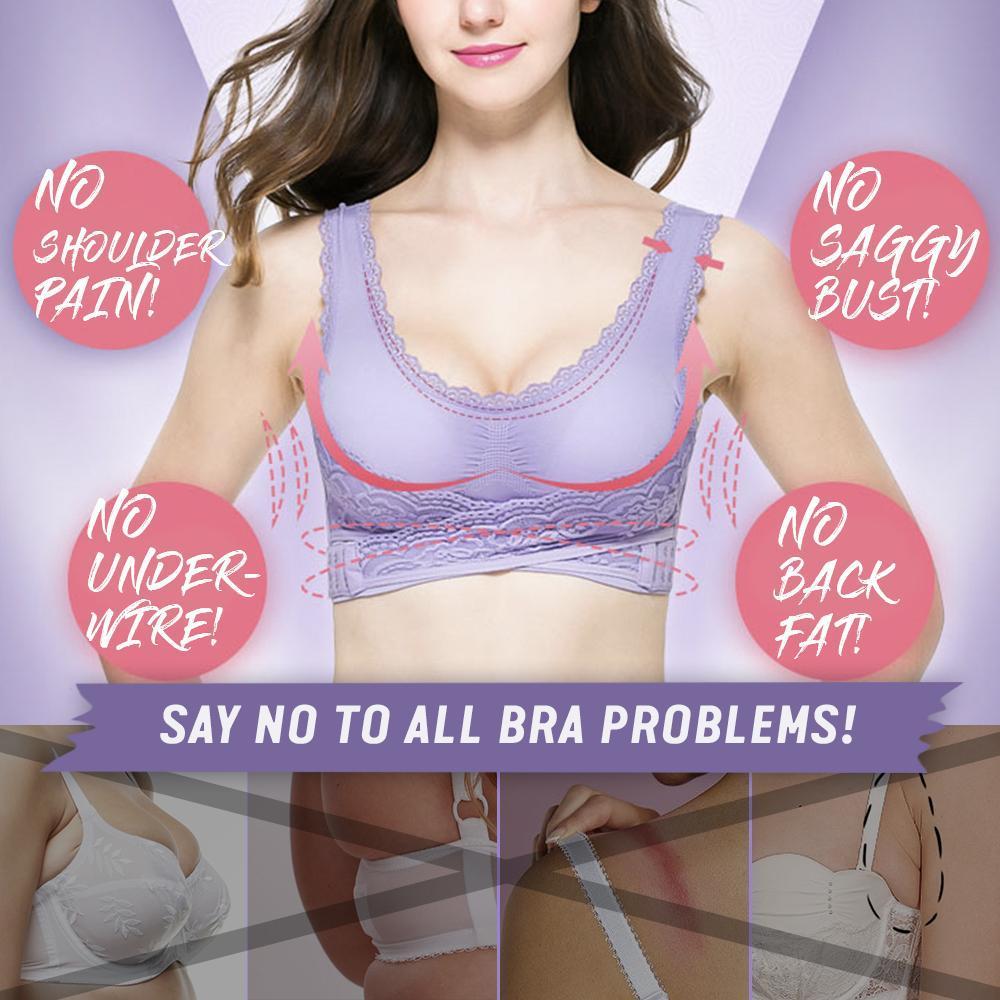 Front Cross Side Buckle Wireless Lace Bra