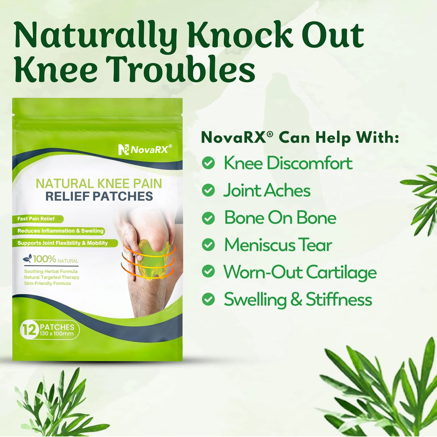 NovaRX®  Natural Knee Pain Relief Patches