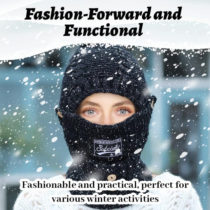 Fivfivgo™ Bonnet chaud d'hiver - 2 en 1 Masque Echarpe Bonnet tricoté