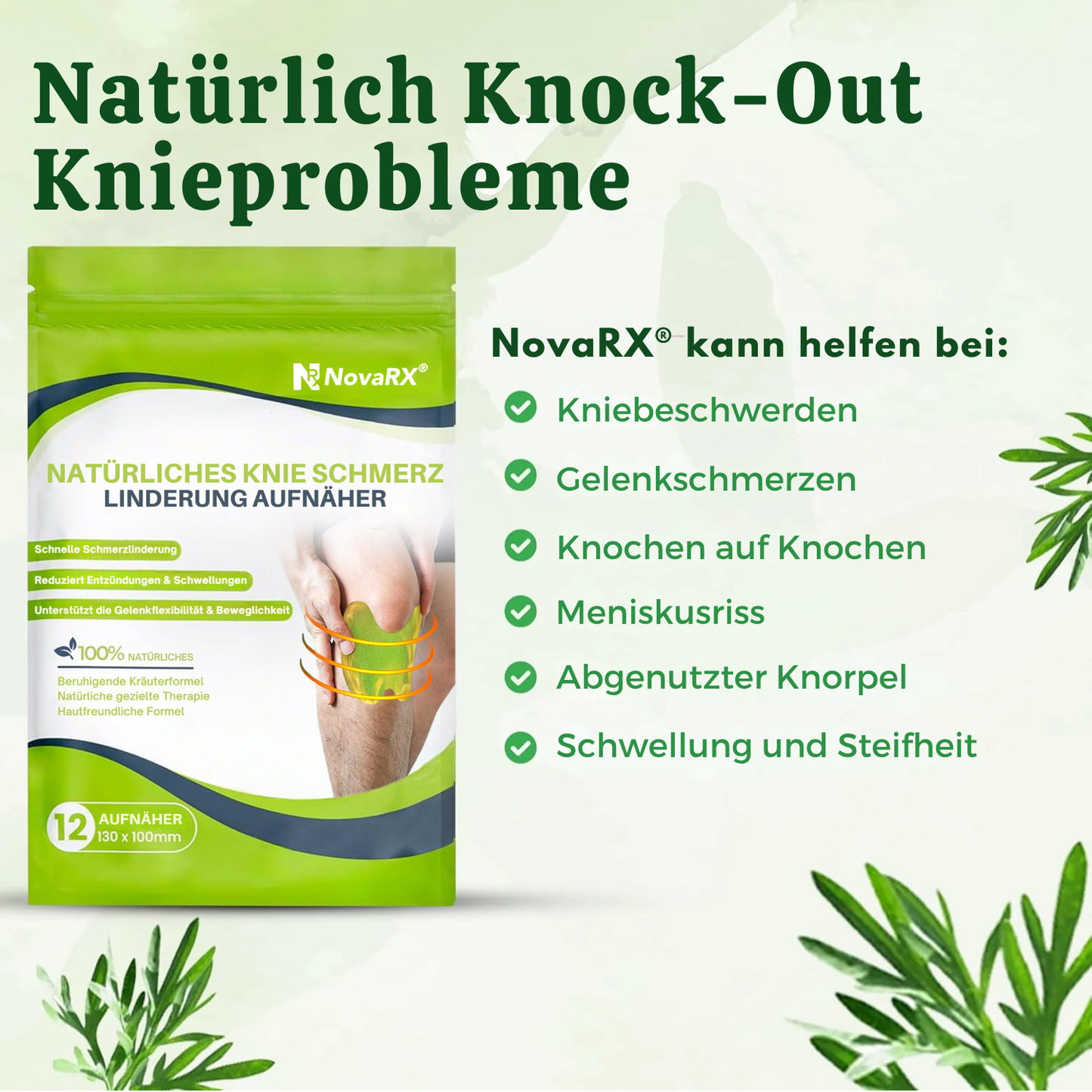 NovaRX® Natürliches Knie Schmerz Linderung Aufnäher