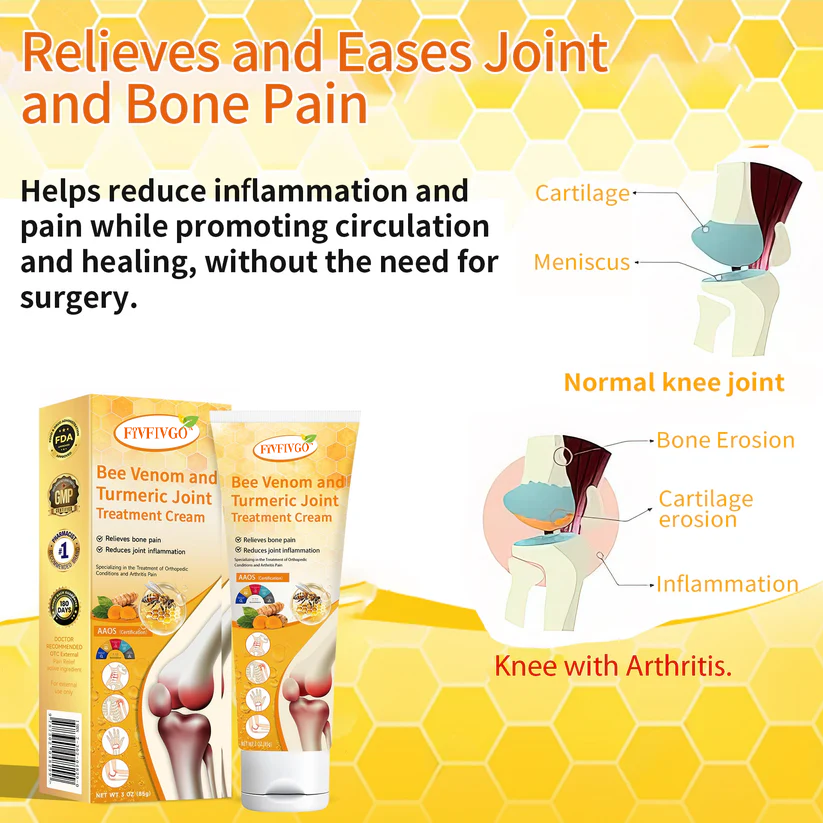 Fivfivgo™ Bee Venom and Turmeric Joint Treatment Cream (Specialized in relieving orthopedic discomfort and arthritis pain)