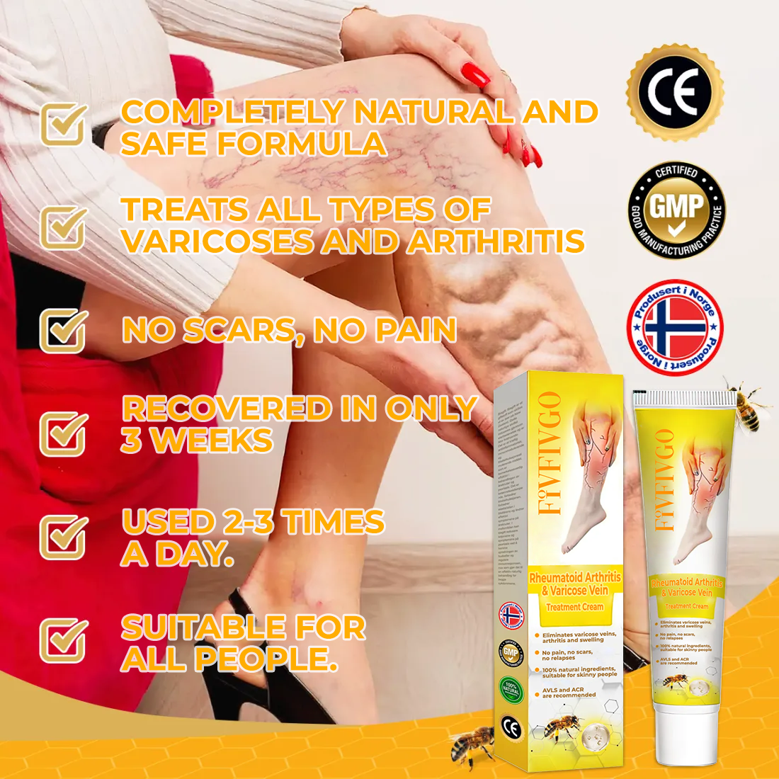 Fivfivgo™ Creme zur Behandlung von rheumatoider Arthritis und Krampfadern