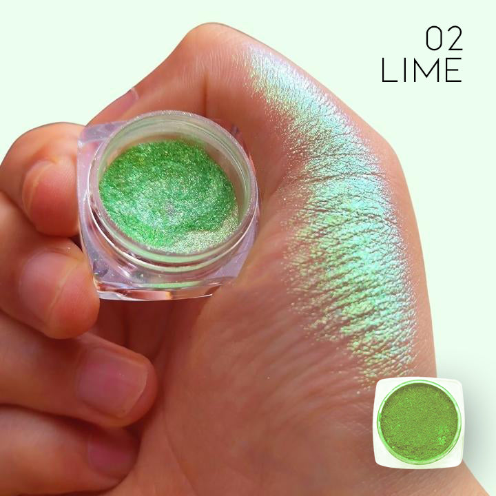 Color Reflect Multichrome Eyeshadow Powder Make-up Every Day And Night 02 Lime 1PC 