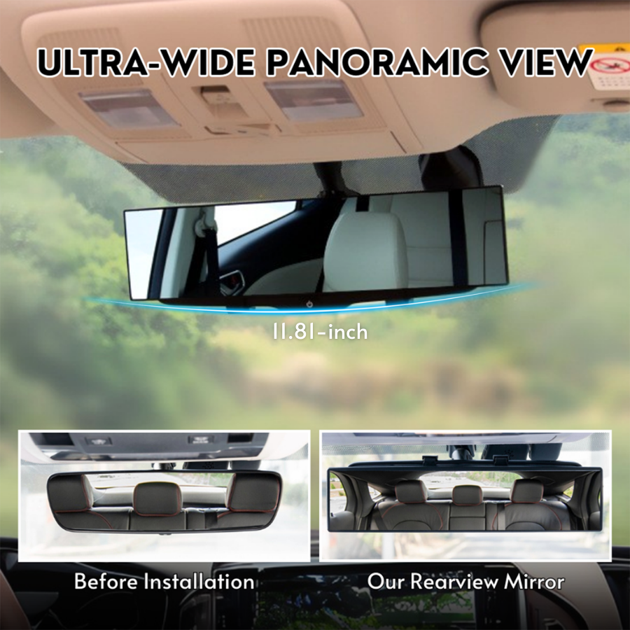 Universal 11.81 Inch Panoramic Convex Rearview Mirror