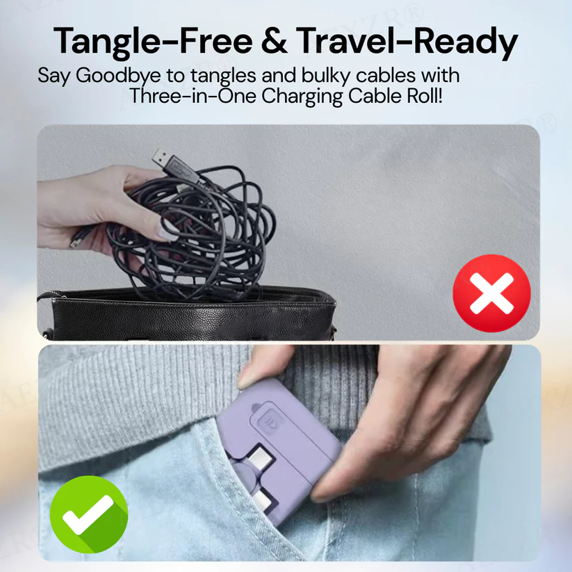 Three-in-One Charging Cable Roll
