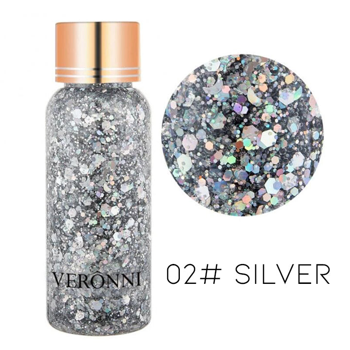 High Shine Body & Hair Large Glitter Gel Make-up Every Day And Night 02# Silver 1 pc 