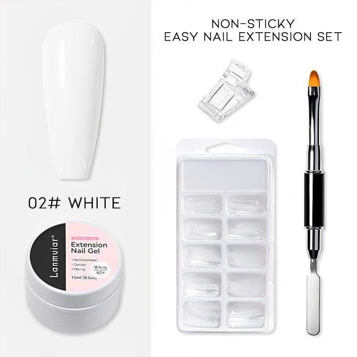 Non-Sticky Easy Nail Extension Every Day And Night 02# White Nail Extension Gel Set 