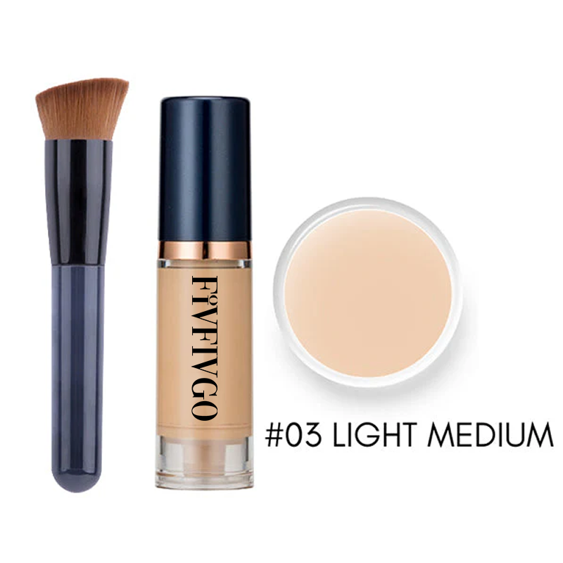 Fivfivgo™ Serum Foundation with Sensitive Skin Cream & Pro Angled Brush🎀
