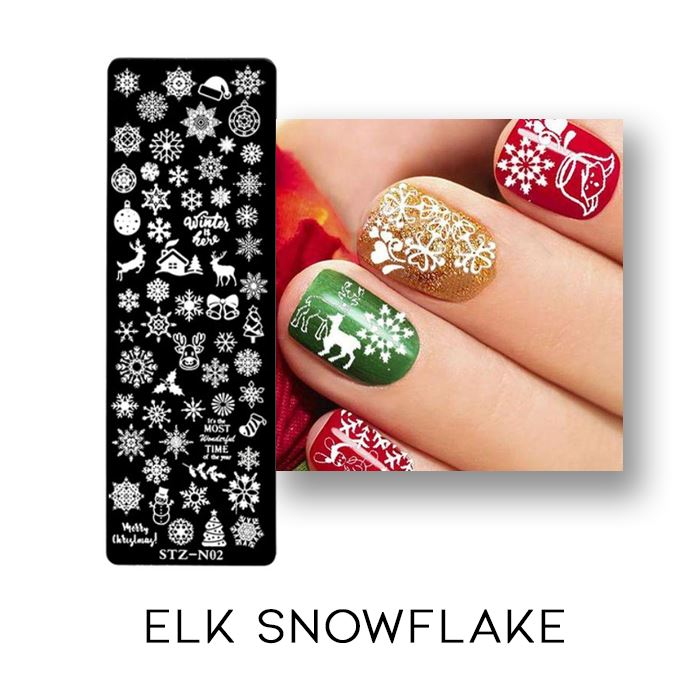 Nail Stamp Art Nail Polishes Every Day And Night Elk Snowflake 
