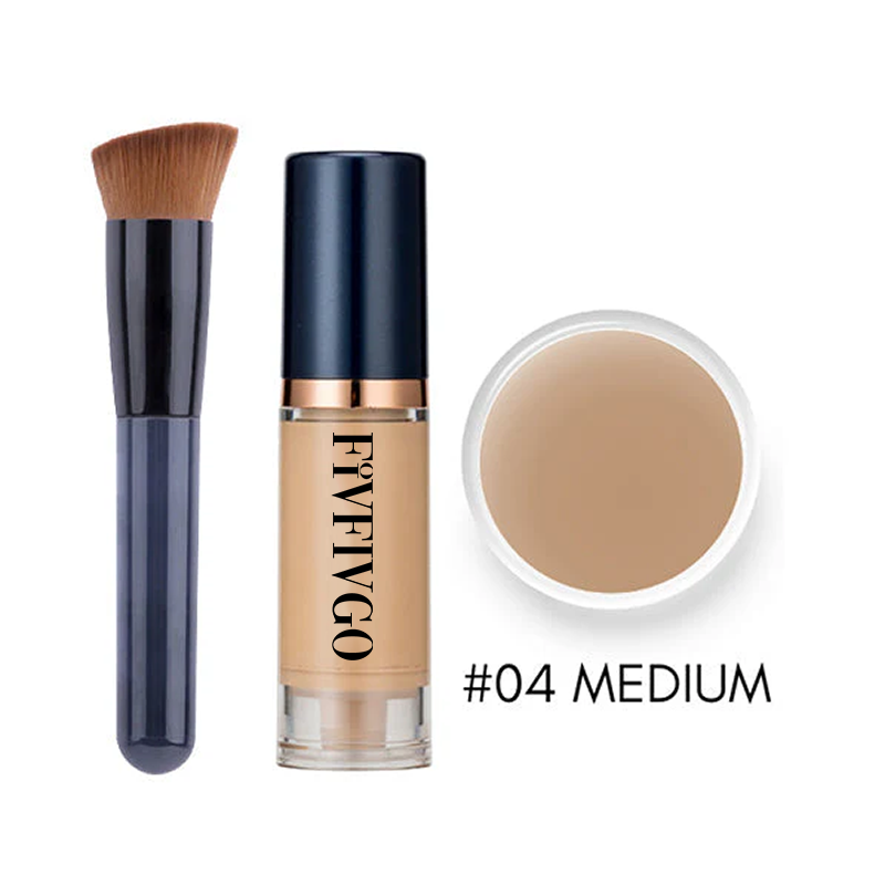 Fivfivgo™ Serum Foundation with Sensitive Skin Cream & Pro Angled Brush🎀