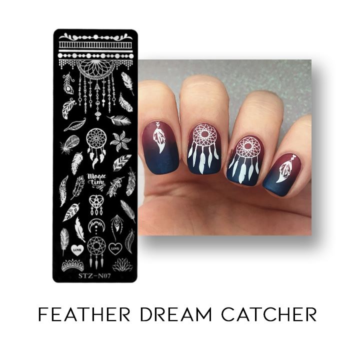 Nail Stamp Art Nail Polishes Every Day And Night Feather Dream Catcher 