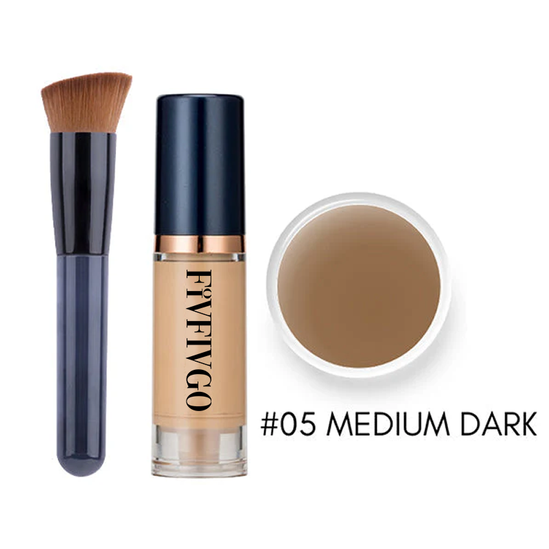 Fivfivgo™ Serum Foundation with Sensitive Skin Cream & Pro Angled Brush🎀