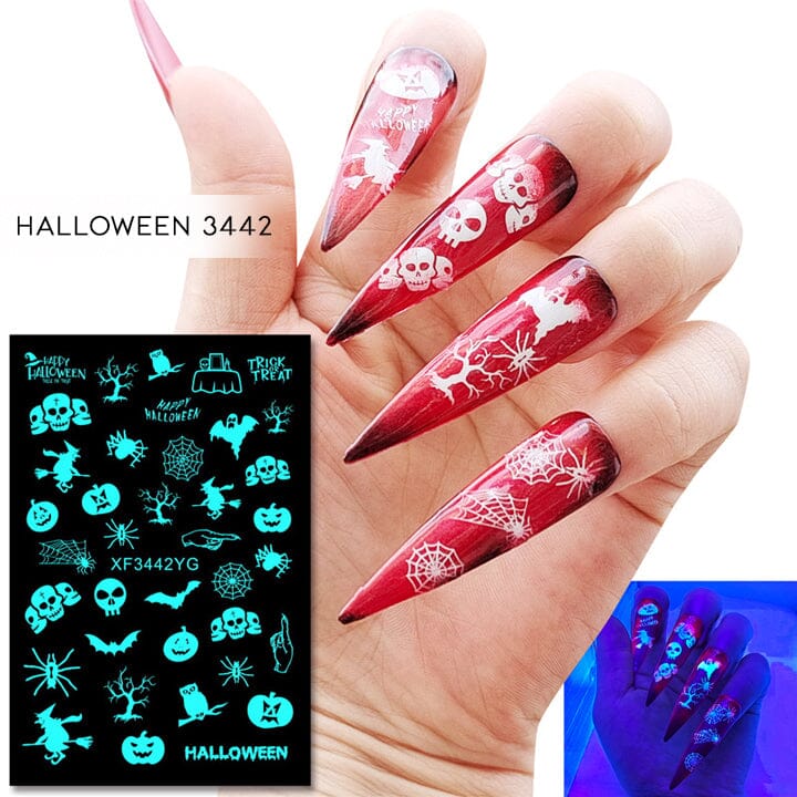 Halloween Glow in the Dark Nail Art Sticker 12pcs Set Nail Every Day And Night 