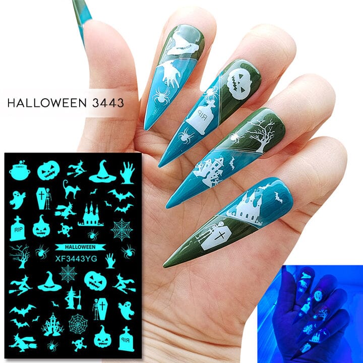 Halloween Glow in the Dark Nail Art Sticker 12pcs Set Nail Every Day And Night 