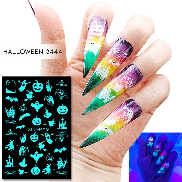 Halloween Glow in the Dark Nail Art Sticker 12pcs Set Nail Every Day And Night 