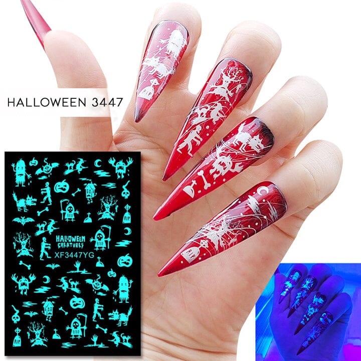 Halloween Glow in the Dark Nail Art Sticker 12pcs Set Nail Every Day And Night 