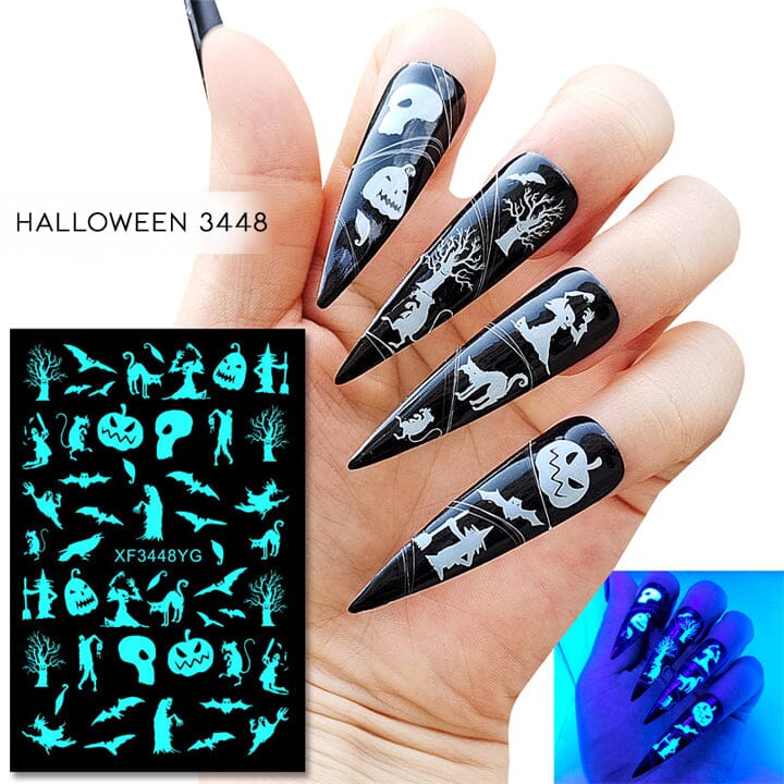 Halloween Glow in the Dark Nail Art Sticker 12pcs Set Nail Every Day And Night 