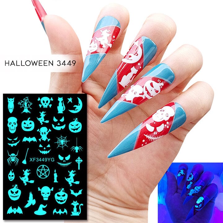 Halloween Glow in the Dark Nail Art Sticker 12pcs Set Nail Every Day And Night 