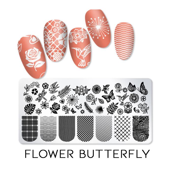Nail Stamp Art Nail Polishes Every Day And Night Flower Butterfly 
