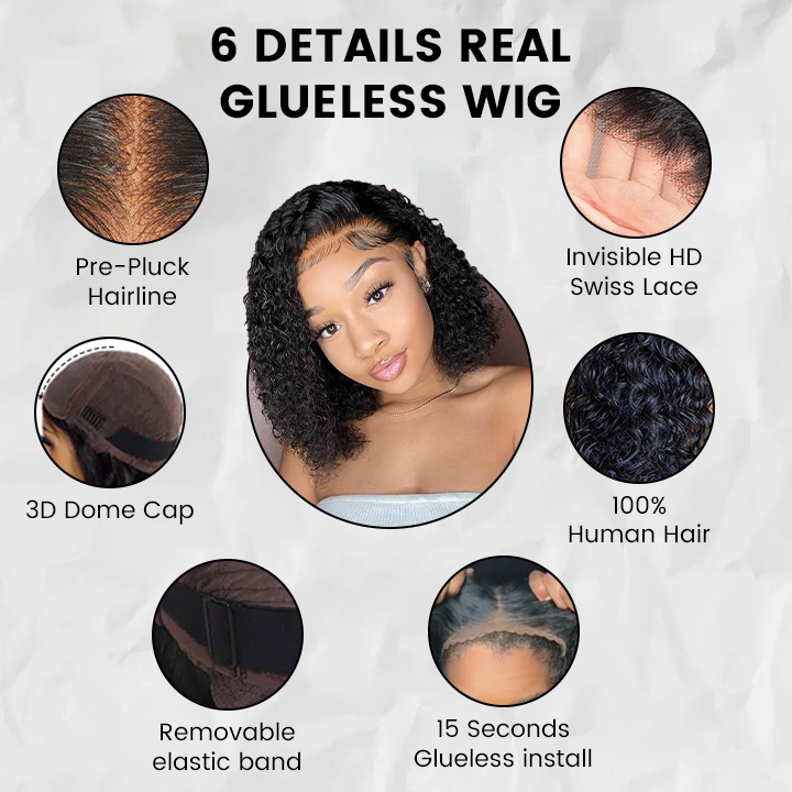 Fivfivgo™ 180% Density Bouncy Deep Curly Glueless Lace Wig