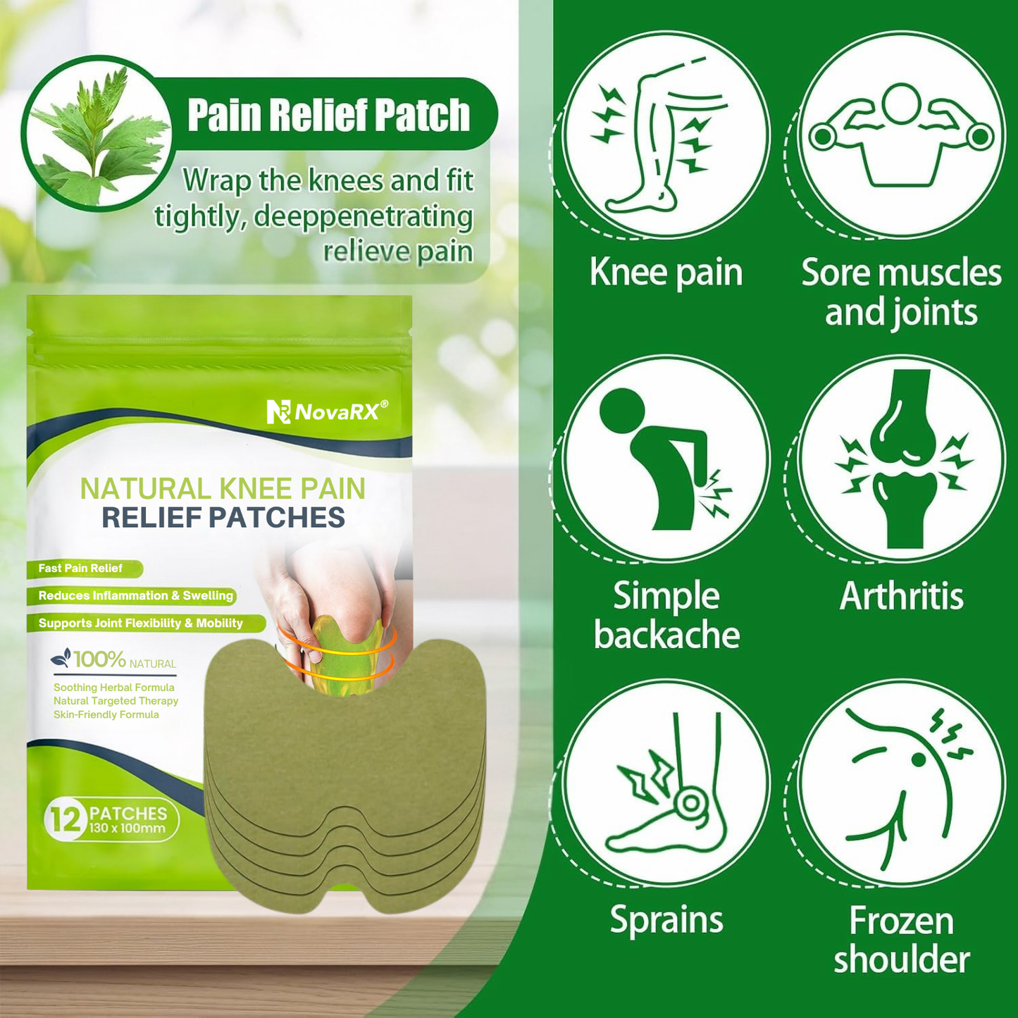 NovaRX®  Natural Knee Pain Relief Patches