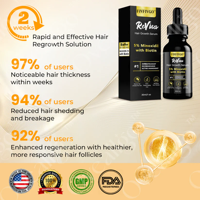 Fivfivgo™ ReVita Haarwachstumsserum - Minoxidil Topische Lösung USP, 5% mit Biotin