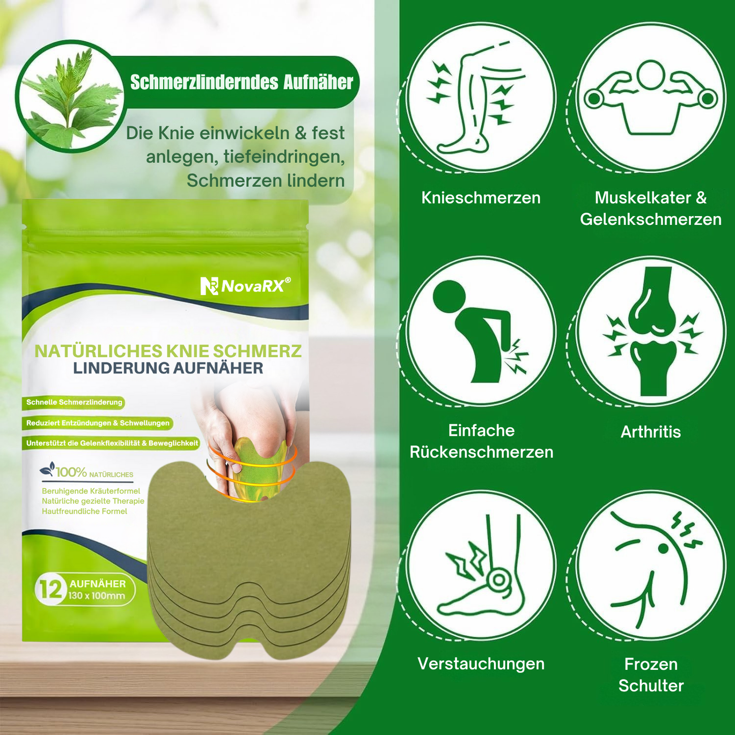 NovaRX® Natürliches Knie Schmerz Linderung Aufnäher
